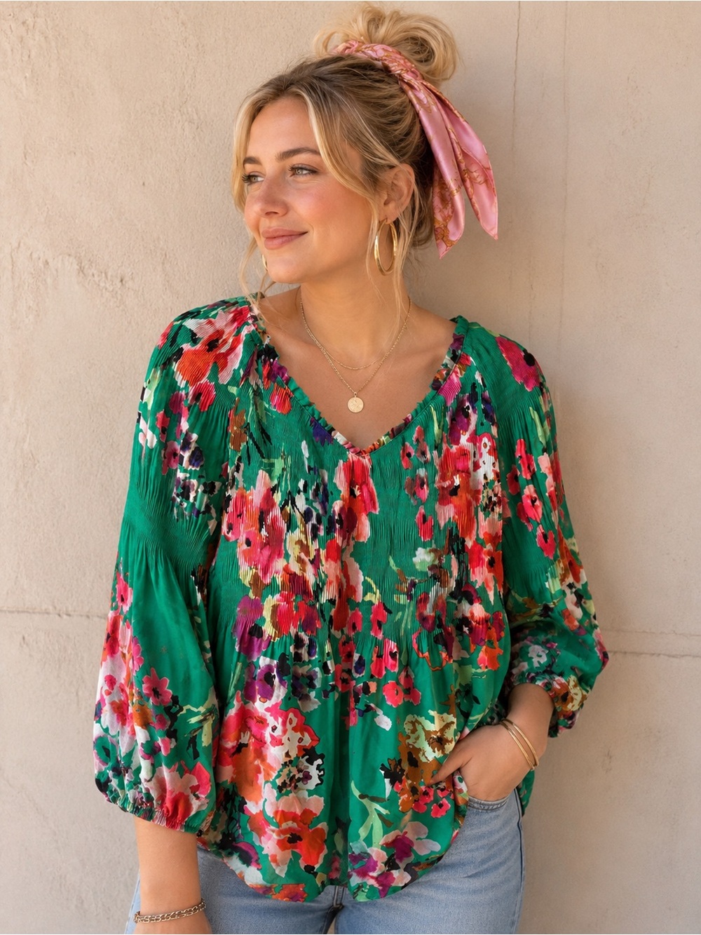 SPENSE Floral Pheasant Top